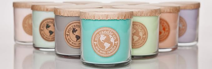 Eco Candle Co. Recycled Candle, Clean Sheet Day, 6 oz. - Scents of Clean Linens - 100% Soy Wax, No Lead, Kraft Paper Label & Lid, Hand Poured, Phthalate Free, Made from Midwest Grown Soybeans