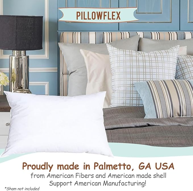 Pillowflex Synthetic Down Pillow Insert - 14x28 Down Alternative Pillow, Ultra Soft, Large Rectangle Body Sleeping Pillow, Lumbar, Long, Back - 1 Decorative Pillow Form