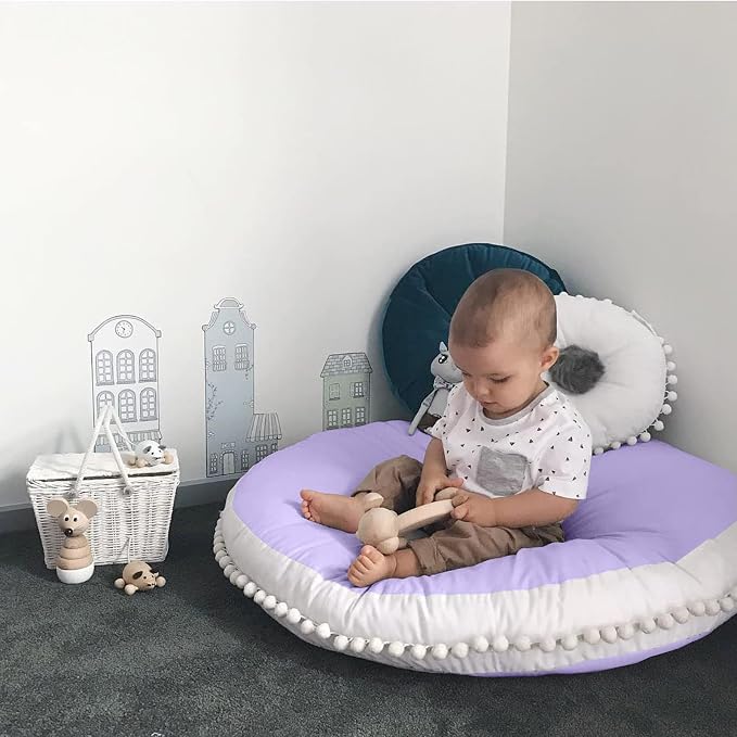 Large Floor Pillow Kids Round Floor Cushion Seating Purple | 35 inches Big Circle Pillow, Round Floor Pillows Seating for Children, Oversized Mat for Reading Nook Teepee Playroom