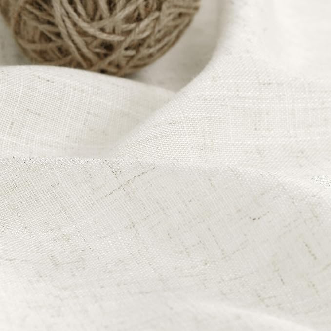 Cream Linen Curtains 84 Inch Length 2 Panels Back Tab Pocket Semi Sheer Bedroom Curtains Light Filtering Country Closet Curtain Drapes Netural Farmhouse Window Panels for Living Dining Room 40x84