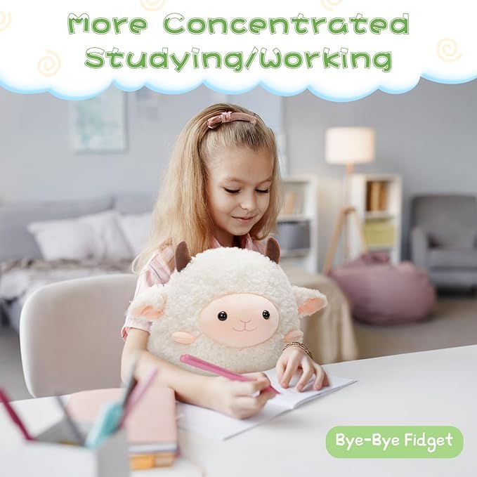 MaoGoLan 14'' Sheep Stuffed Animal Plush Lamb Squishable Throw Pillow for Kids Girls Cute Goat Body Pillow with Uncented Beads Inside - Christmas Valentine's Day Birthday Gifts