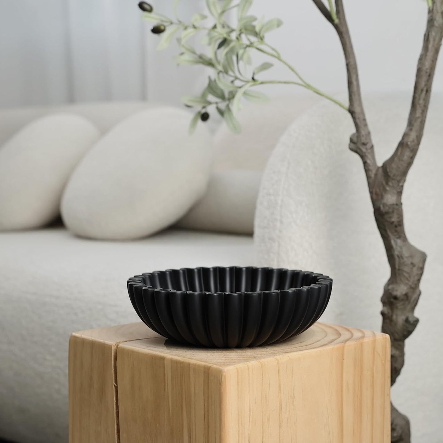 Black Decorative Bowl for Kitchen Counter - Modern Fruit Bowl with, Catch All Bowl for Keys, Entryway Table, and Home Decor