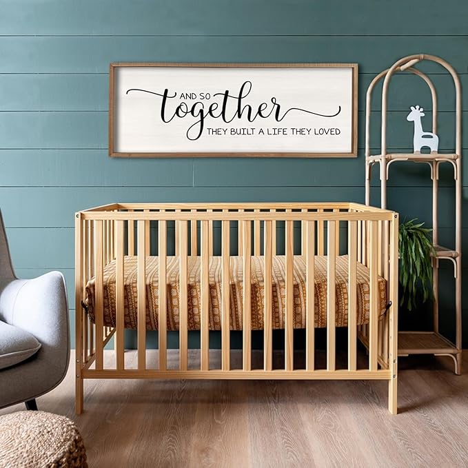 Surfapans And So Together They Built A Life They Loved Wall Decor 40”X15” Large Framed Farmhouse Wood Sign for Bedroom Above Bed Living Room Over Bed Wall Art Modern Hanging Decoration (Wood)