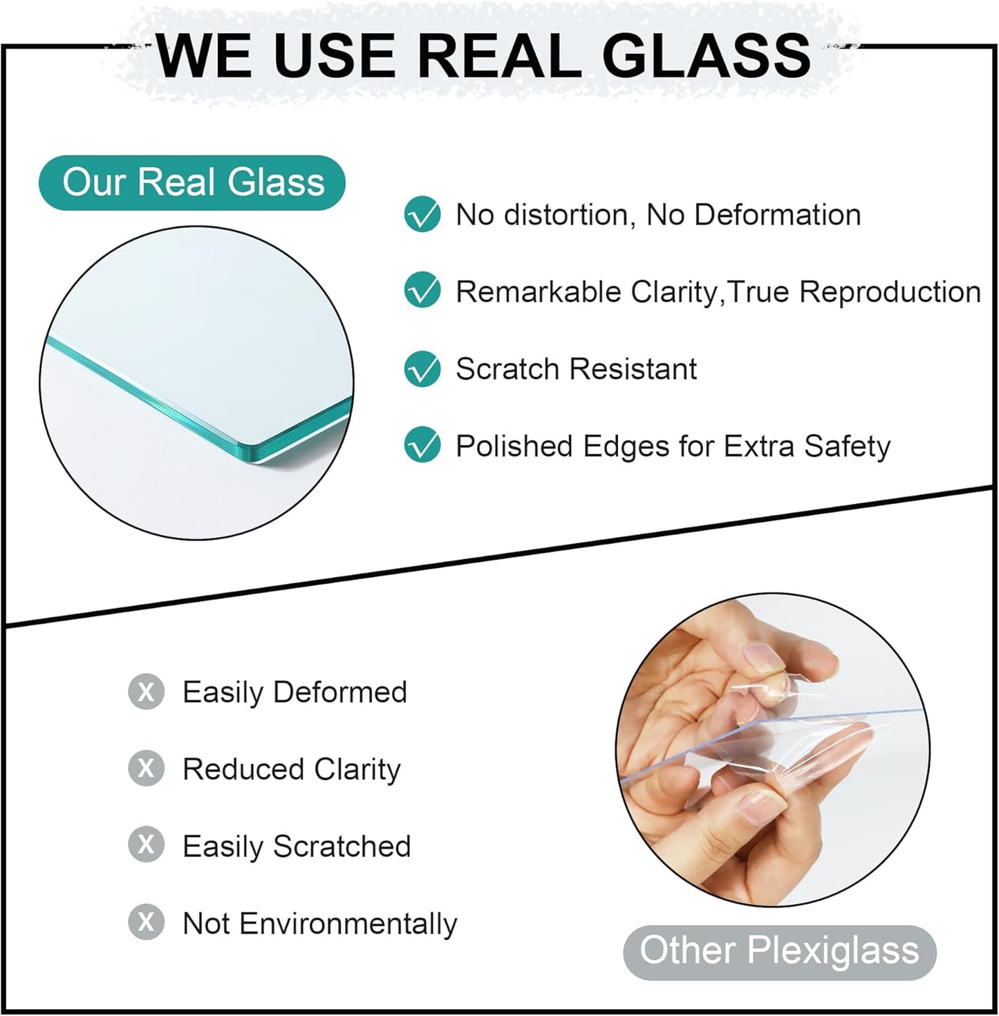 12x12 Picture Frame Set of 4, 12 x 12 Wood Photo Frames with Mat for 10x10 or 30x30cm Diamond Painting Art, Wooden Frame with Real Glass Cover for Wall and Tabletop Display,Black