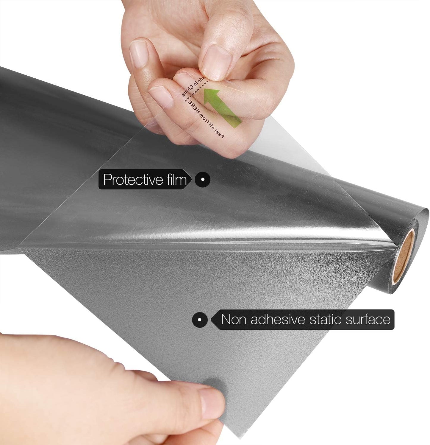 HIDBEA Frosted Window Privacy Film - Non Adhesive Static Cling Glass Stickers Sun UV Blocking Heat Control Door Covering Decals for Home Office, Frosted Gray, 35.4 x 98.4 Inch