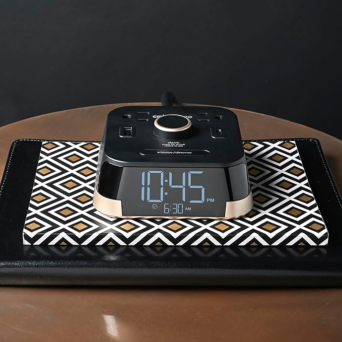 The Original Brandstand CubieTime | User Friendly & Convenient Alarm Clock Charger | 1 USB-A & 1 USB-C Port | 2 Tamper Resistant Outlets | As Seen in Top Hotel Brands