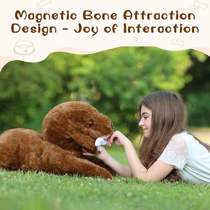 MorisMos 32 Inch Giant Chocolate Lab Stuffed Animal, Large Labrador Plush Puppy Pillow, Fluffy Big Labrador Stuffed Dog Plush Gifts for Kids, Girls, Boys