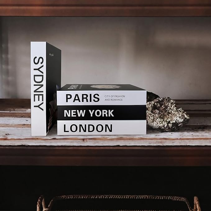 PROBENEX Urban Large | 4 PCS Faux Decorative Books for Home Decor | Not Real Books (Cardboard Boxes) | Coffee Table, Shelf Styling & Modern Aesthetic Accent Pieces for Living Room (L_Urban_Large)