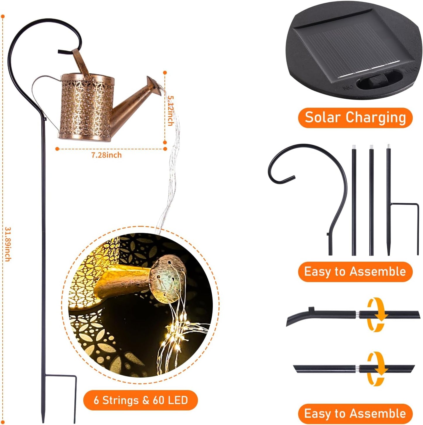 Solar Watering Can Light - Solar Yard Decorations Outdoor,Garden Decor Lights for Yard,IP65 Waterproof Hanging Lantern Lights,Outside Garden Flower Bed Decor Light for Moms Birthday