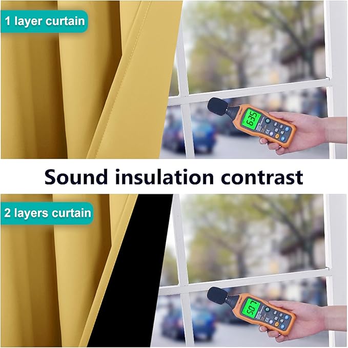 NICETOWN Bright Yellow Full Shade Curtain Panels, Pair of Thermal Insulated & Energy Efficiency Blackout Drapes for Living Room Windows, Lined Silky Performance Window Dressing (46" Wide x 90" Long)