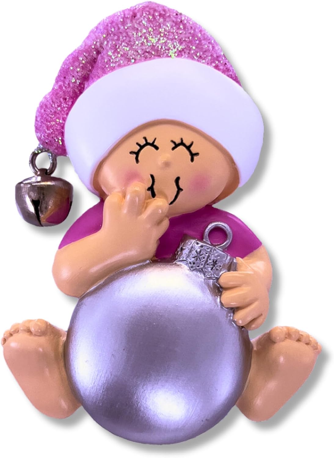 Ornaments by Elves - Personalized Baby Pink Christmas Ball Ornaments 2024 - Customized Hanging Baby Girl Pink Balls Christmas Decorations for Christmas Tree in a Giftable Packaging