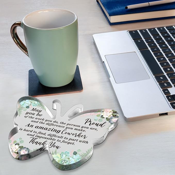 Yinder Thank You Gifts for Women Appreciation Gifts for Coworker Employee Nurse Teacher Leader Boss Inspirational Quotes Acrylic Desk Decor for Home Office Farewell Retirement