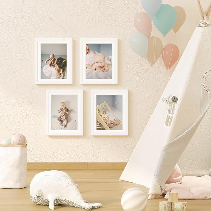 KINLINK 10x12.5 Kids Art Frame Set of 2, Solid Wood Kids Artwork Frames Changeable with Front Opening Hold 150 Pictures, Art Frames for Kids Art with Mat，without Mat 10x12.5 Picture Frame White