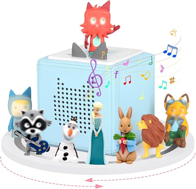 360° Round Turntable for Tonies Box 1/2 Organizer Storage Shelf, Magnetic Stand Holder for Toniebox Player Tonies Figures, Display Collection 10~15 Tonie Box Characters (White)