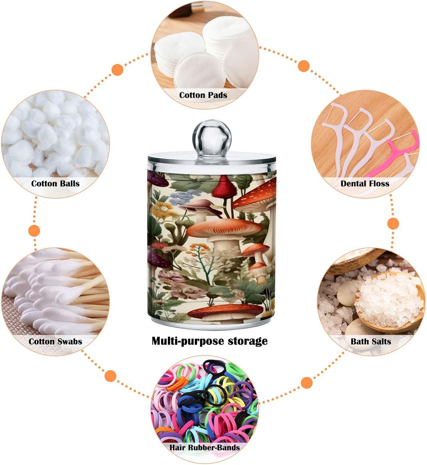 Cartoon Mushroom 2PC Airtight Transparent Plastic Storage Jar, Food Storage Container Glass, Can Store Candy, Salt, Coffee Beans, With lid, Easy To Use