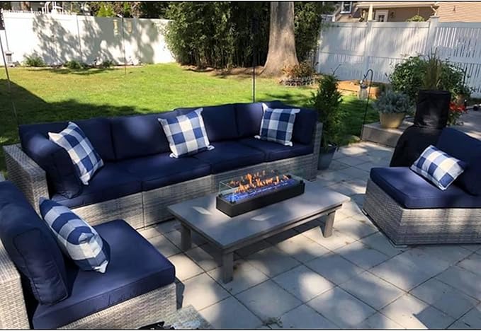VAKADO Navy Blue White Outdoor Buffalo Plaids Throw Pillow Covers Farmhouse Retro Decorative Dark Blue Check Cushion Cases Home Decor for Patio Couch Porch Sofa Furniture 26x26 Set of 2