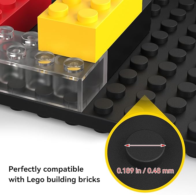 BlissBox 6-Pack Floating Shelves for Wall Compatible with Lego Building Bricks, 5x5.5inch Dual‑Sided 16x17 Studs for Toy Brick Storage and Display, ABS Display Shelves for Room Decor, Black
