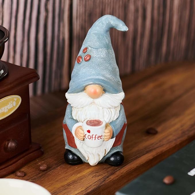 Coffee Gnomes Coffee Table Decor - Coffee Bar Accessories Tabletop Kitchen Office Home Coffee Bar Decor Counter Decor Christmas Valentine Resin Gnome Collectible Figurines For Coffee Lover (2pack)