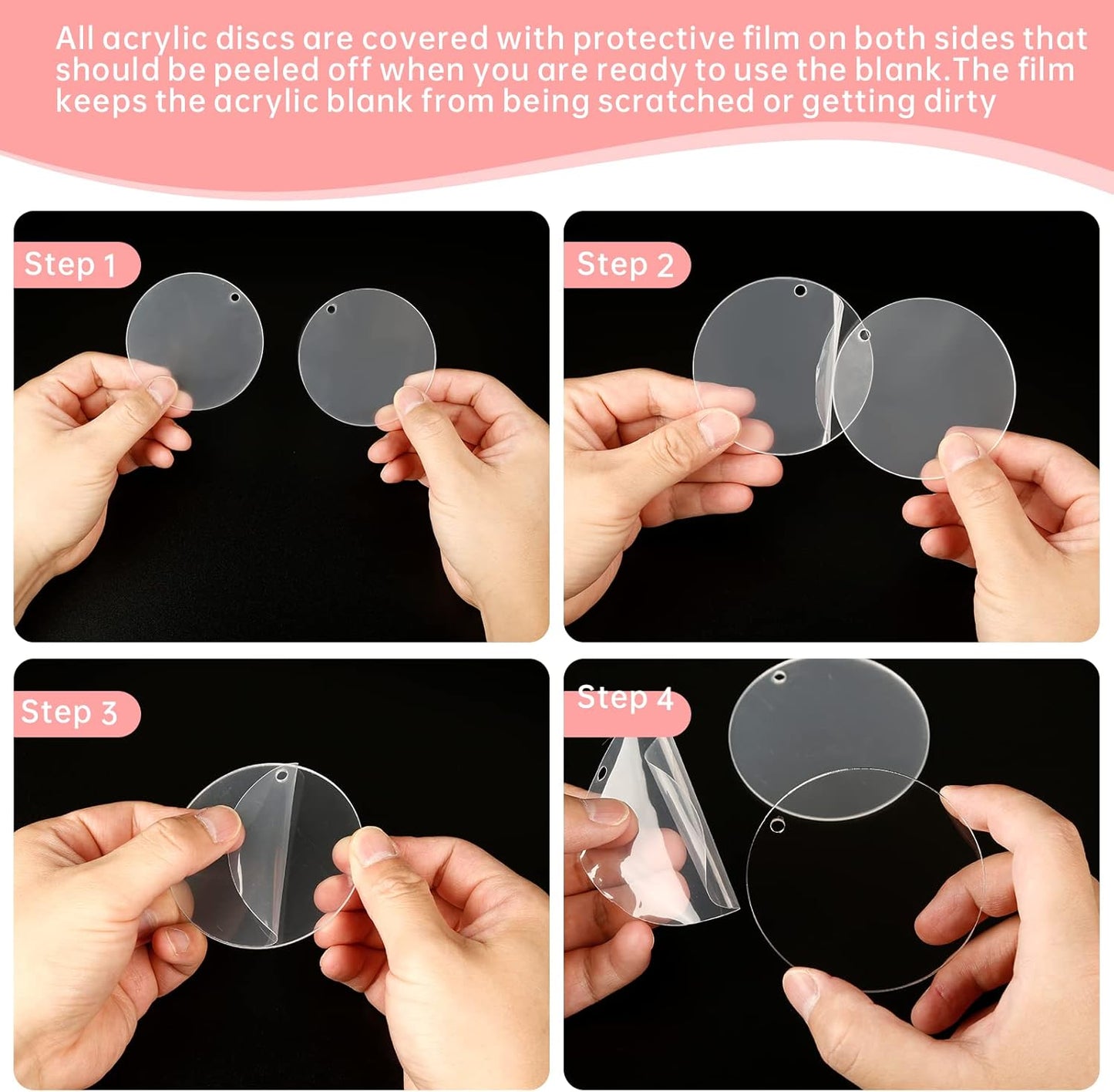 Senbota100 Pcs 1.5 inch Clear Small Circles Acrylic Blank 2mm Thick Round Sheets with Holes for Make Mini Hanging Jewelry Keychain Labels DIY Crafts