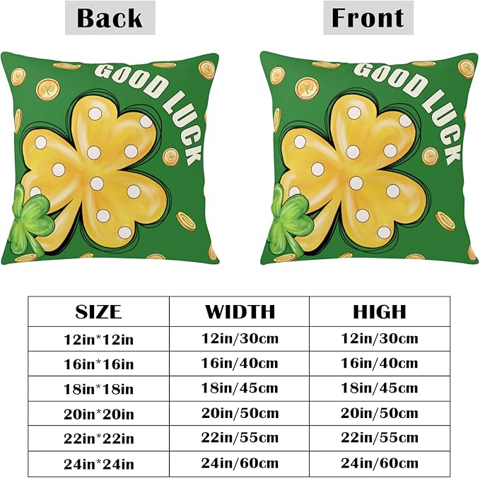 St Patricks Pillow Covers Polka Dots Shamrock Pillowcases Lucky Hat Filled with Gold Coin Clover Cushion Cases 20x20 Set of 2 Saint Patricks Day Decorations for Home Sofa Couch