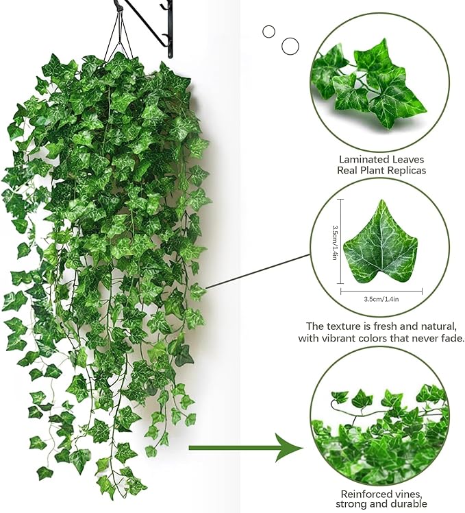 50 Pack 375 Feet Fake Vines for Room Decor Artificial lvy Greenery Garland Vine Leaves, Leaf Plants Flowers Foliage for Bedroom,Garden Wall.Decor Indoor Outdoor