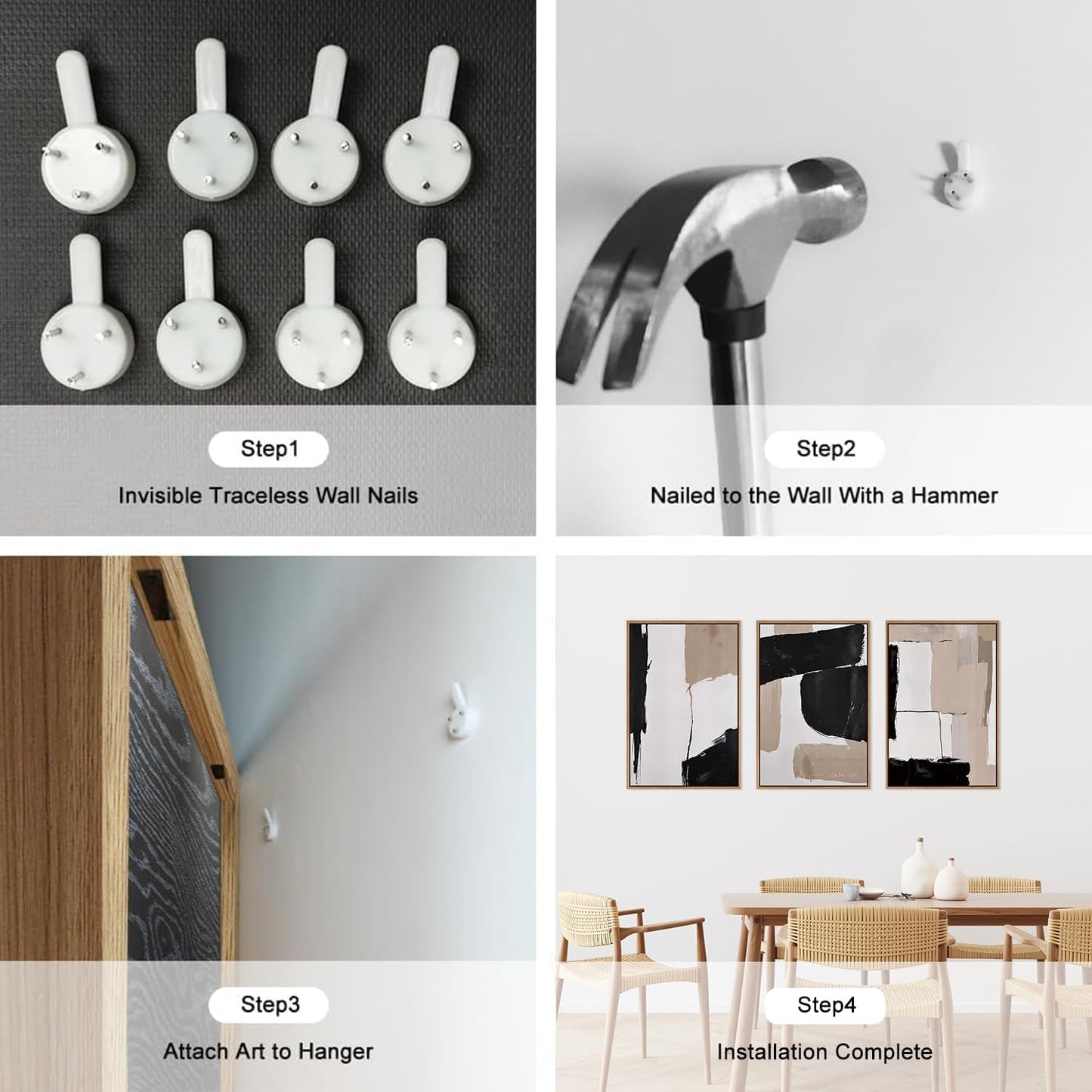 HLNIUC Large Framed Neutral Abstract Canvas Wall Art,Black and White Abstract Wall Decor Set of 3(16”X24”)Modern Minimalist Color Block Art Print,Beige Mid Century Wall Painting for Living Room,Office