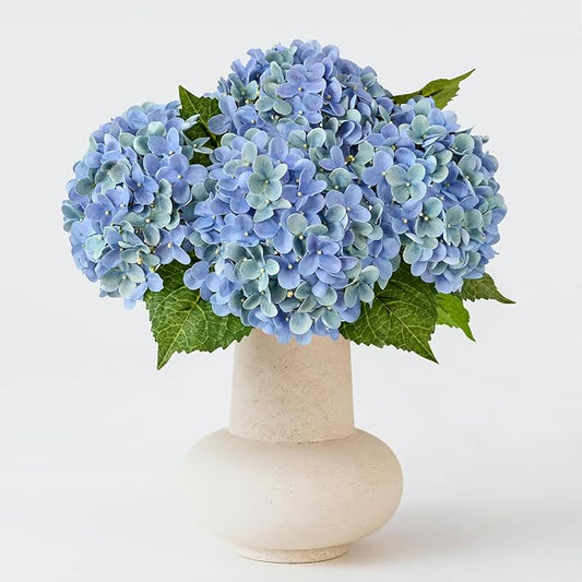 ZYTUYO 20 inches 4 Pcs Blue Green Real Touch Hydrangea Artificial Flowers Boho Lifelike Real Looking Latex Hydrangeas Flower with Long Stem for Home Decor Spring Table Centrepiece