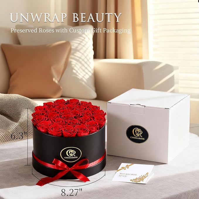 Flowers Forever Preserved Roses - 27 Preserved Flowers for Delivery Women Birthday Gifts for Mom Grandma Forever Flower in a Box Rose Gift for Her Wife Anniversary Valentines Gift for Women