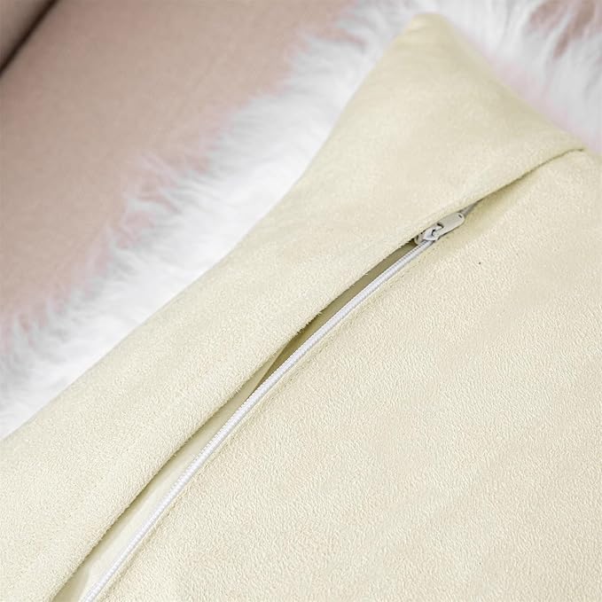 Mongolian Lamb Fur Throw Pillow Cover Soft Fluffy Square Cushion Pillowcase Car Accessories Decorated for Livingroom 20‘’x20‘’