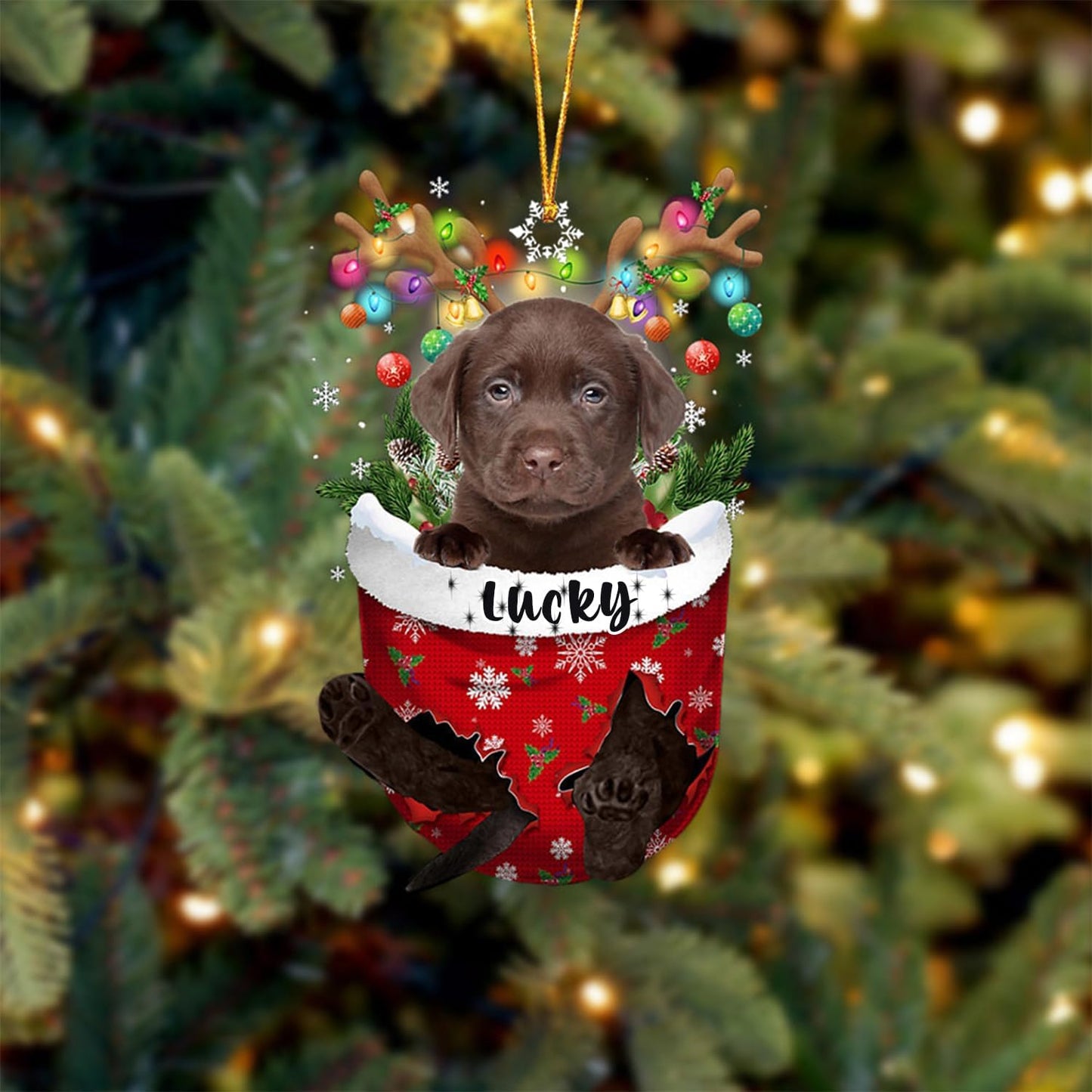 Chocolate Labrador Christmas Tree Ornament - Dog Lovers Gift Idea for Xmas Decorations