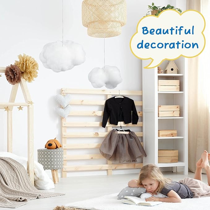 Jetec 15 Pieces Artificial Cloud Props Imitation 3D Cloud Shape Hanging Decorations Room DIY Decorative Hanging Ornament for Wedding Party Stage Show Decor (Small and Medium Size)