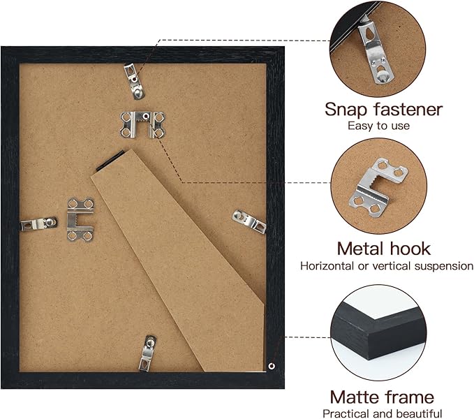 Fixwal Picture Frames Set, 15 Pack Black Picture Frames Collage Wall Decor for Assorted Photos, Three 8x10, Six 5x7, Six 4x6 for Wall Hanging or Tabletop Display