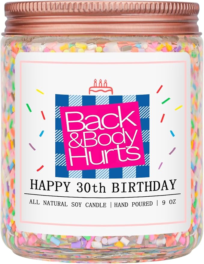 Homsolver 30th Birthday Gifts for Women,Unique Best Friend Gift Ideas -Back & Body Hurts 30th Birthday Decorations Candles