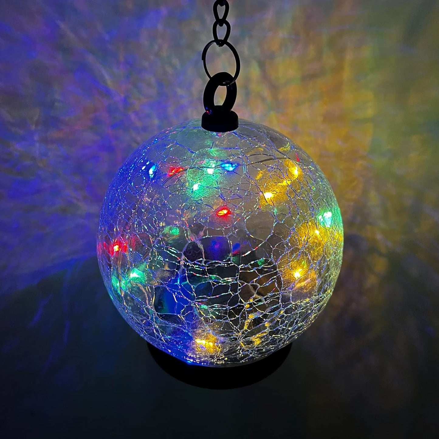 Wind Chimes Outdoor Solar Lights, 42 Inch Large Sympathy Chime 15 LED Twinkle Multi Color Crackled Glass Ball Birthday Gifts for Women Decorative Hanging in Garden, Yard, Patio, Landscape