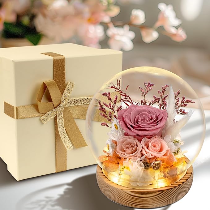 Flowers, Roses Gift - Fresh Flowers Bouquet & Preserved Roses, Rose Arrangement That Lasts Forever – Birthday Gift for Women, Mother’s Day & Christmas-Dusty Rose