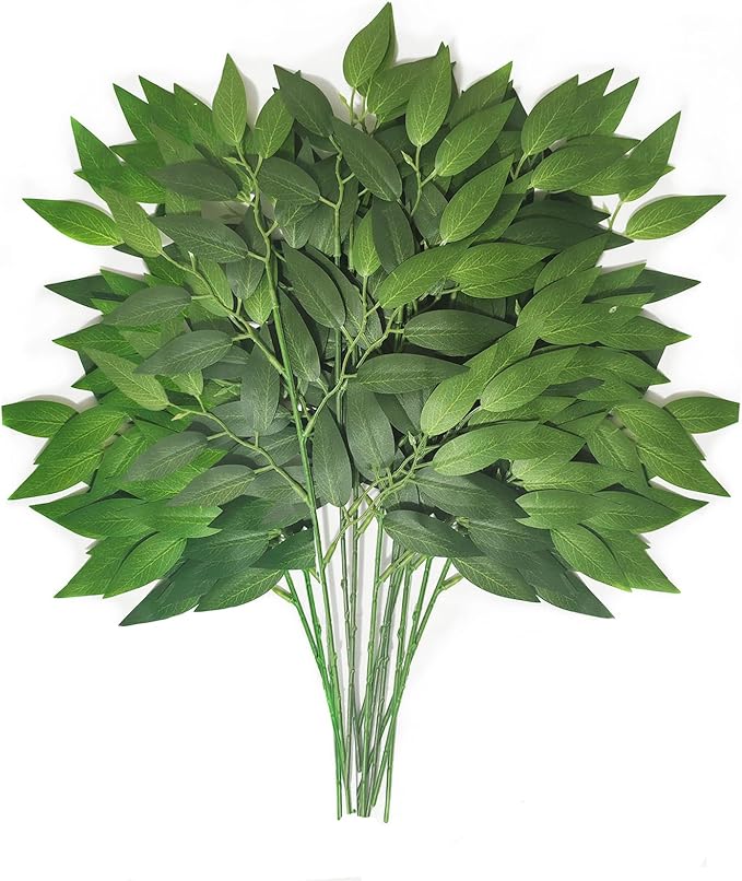 20Pcs Italian Ruscus Greenery Stems 18" Artificial Silk Greenery Leaves for DIY Bouquet Filler Table Centerpieces Home Indoor Decor