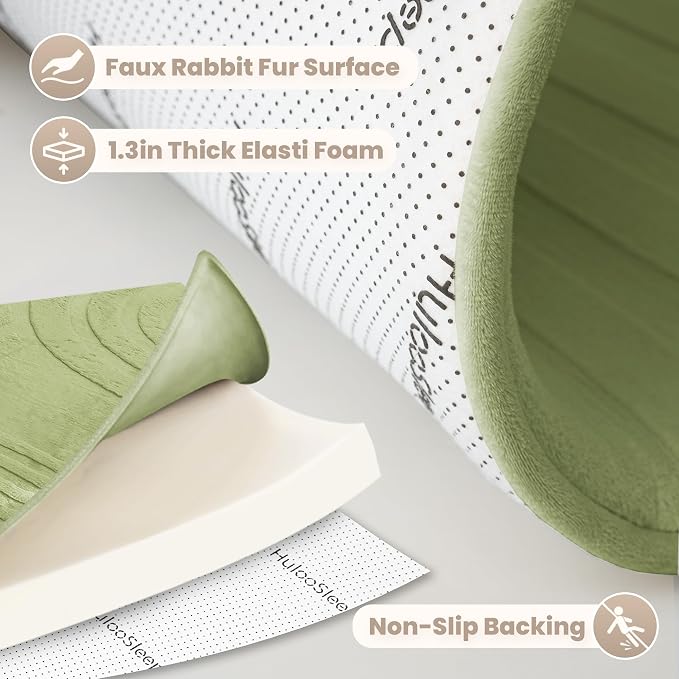 1.3" Thick Fluffy Baby Play Mat for Floor,Elasti Foam Padded Area Rug for Living Room Bedroom,Ultra Soft 3D Carved Kids Rug,Non-Slip Nursery Crawling Mat for Toddlers,4’x6’ Playroom Carpet(Sage Green)
