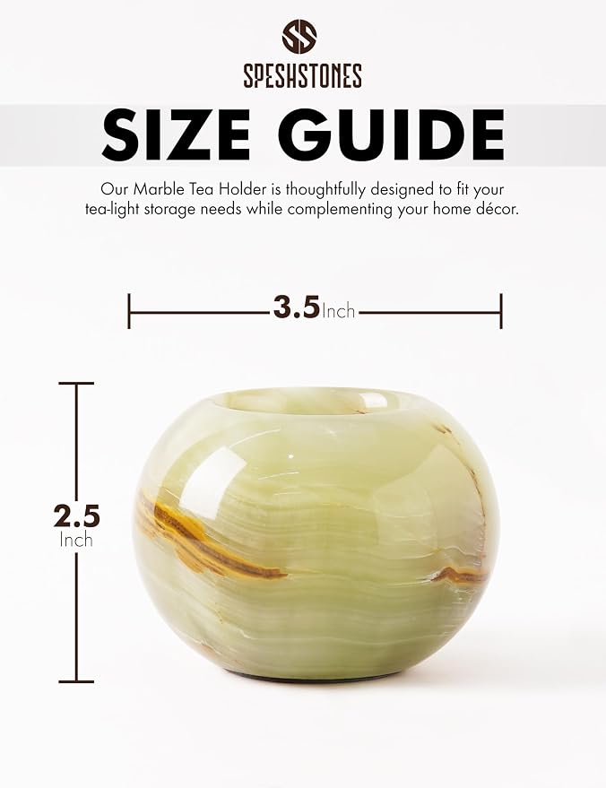Marble Tealight Candle Holder 3.5 Inch Green Onyx Stone Votive Candle Holders for Tables Centerpieces Decor - Decorative Candles Holders for Wedding Gifts