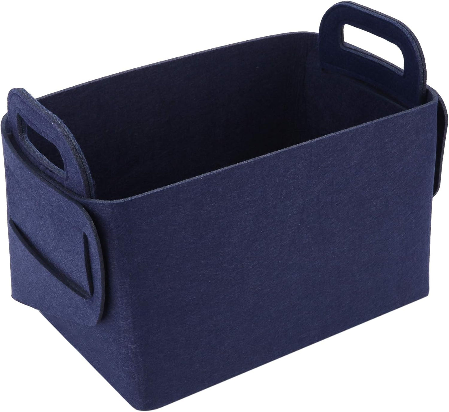 Minoisome Storage Basket Felt Storage Bin Collapsible& Convenient Box Organizer with Carry Handles for Office Bedroom Closet Babies Nursery Toys Laundry (Navy Blue, 15.7inch（L）×11inch（W）×10inch（H）)