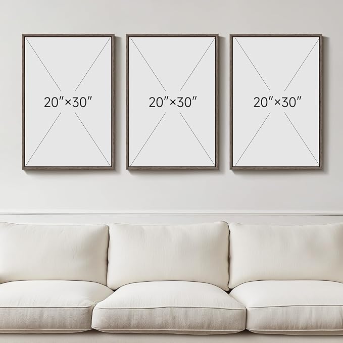 Framed Vintage Farmhouse Wall Art for Living Room, Set of 3 Retro Barn Canvas Prints, Rustic Country Wall Decor for Bedroom Dining Room Office Hallway 20x30 Inch