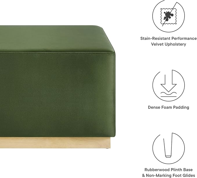Modway Large 28" Square Performance Velvet Upholstered Upholstered Ottoman