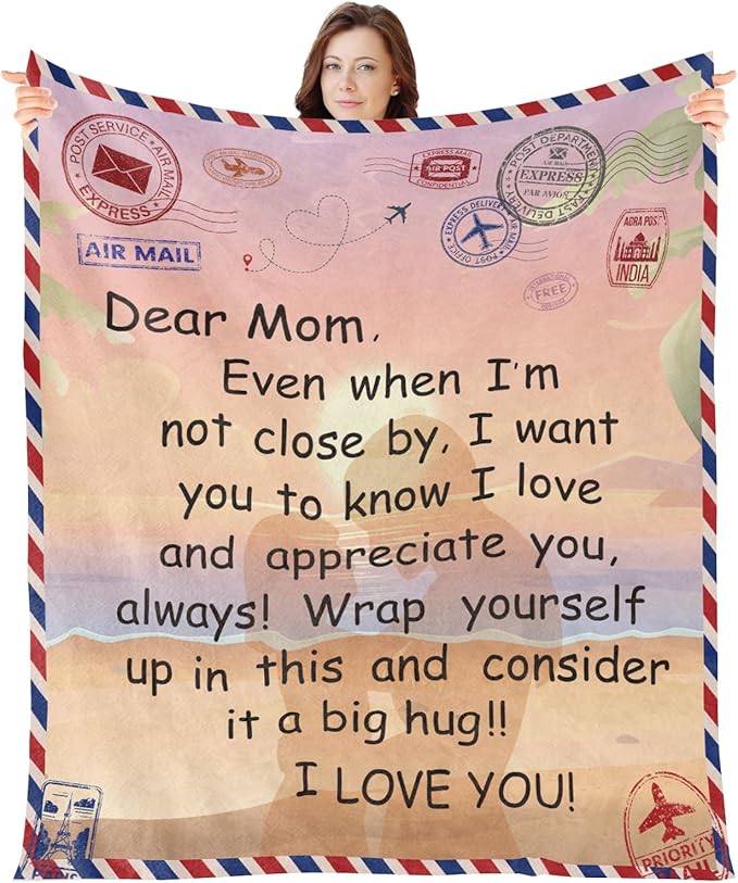 Wxiben Mothers Day Blankets Gifts for Mom Birthday for Mom Blankets from Daughter Son Mama Gifts for Christmas Mother's Day Flannel Throw Blanket for Home Sofa Couch 60 x 50 Inches