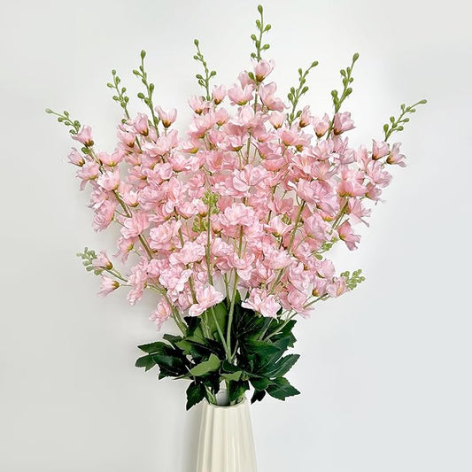 8 pcs Pink Delphinium Artificial Flowers, 34.25''Artificial Snapdragon Flowers Tall Fake Flowers Silk Flowers Faux Delphinium Bulk for Tall Vase Home Wedding Garden Table Decor (Pink)