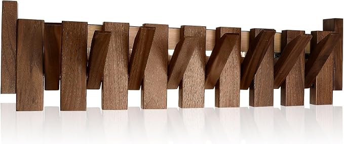 Wooden Coat Rack Hanger Wall Mount with 8 Hooks Wall Mounted Coat Rack Coat Rack Wall Mount Made of Walnut Wood