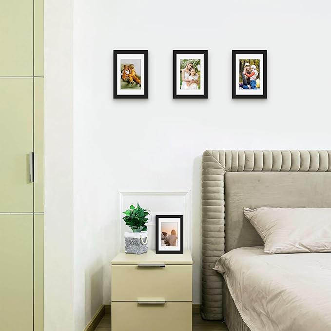 Picrit 4x6 Picture Frame Set of 12, Display 3.5x5 with Mat or 4x6 without Mat, Photo Frames for Wall Mounting or Table Top Display, Black