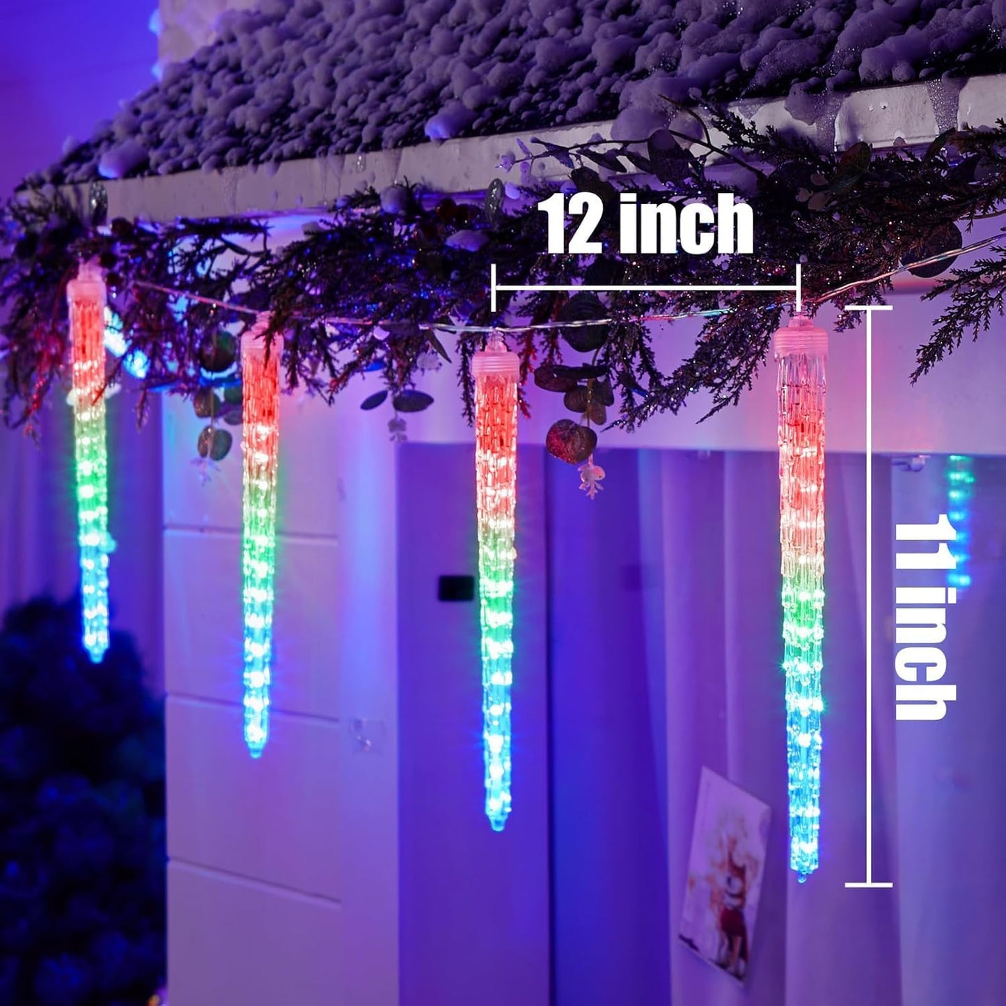 Brightown Christmas Meteor Shower Icicle Lights Outdoor, 30ft with 30 Tube 720 LED Dropping Effect, Waterproof Decorations for House Eave Roofline, Multicolor