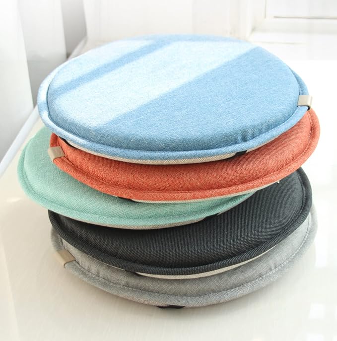 Round Seat Cushion with Ties Breathable Bar Stool Cushion Cover Tatami Pillow Kitchen, Home, Office Chair Cushion Cover (13 inch, Green)