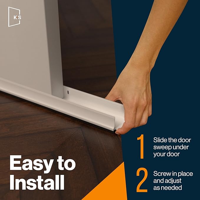 Patent Pending, Adjustable Double Bubble Door Sweep, Draft Stopper, Under Door Seal for Exterior Doors, 1 3/4" x 42", White (42 inch)