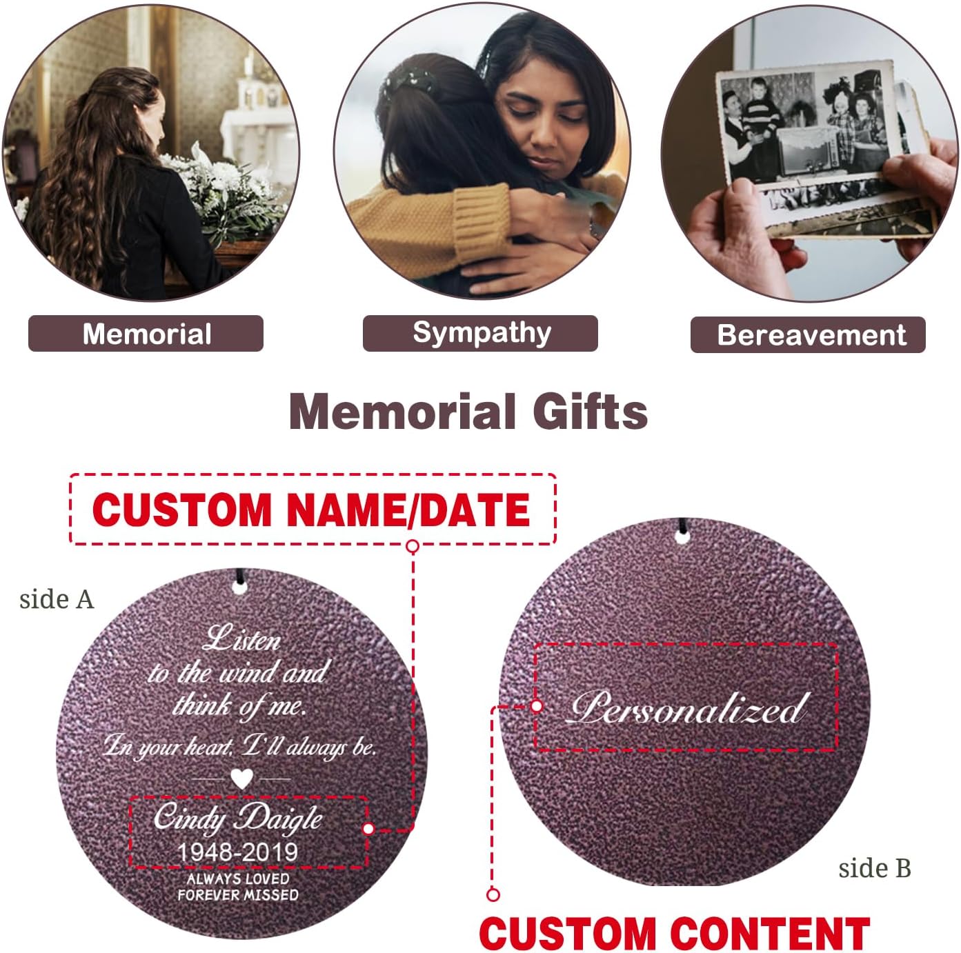 ASTARIN 36" Large Deep Tone Personalized Sympathy Wind Chimes, Memorial Wind Chime for Loss of Mother Father Loved One, Bereavement Gifts Decor Outdoor Patio Garden Graveyard(Produced in USA)