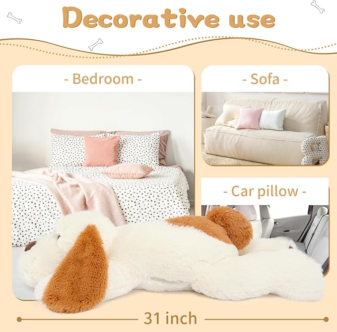 MorisMos Giant Dog Stuffed Animals, 31inch Large Dog Plush Soft Big Puppy Pillow Toy Gifts for Kids, Girls, Boys, White